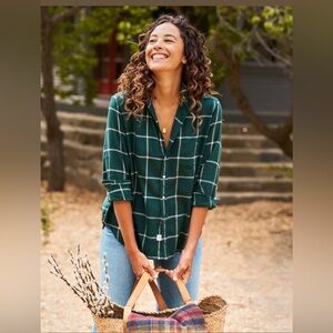 BNWT EILEEN Green Windowpane, Italian Flannel SIZE XS